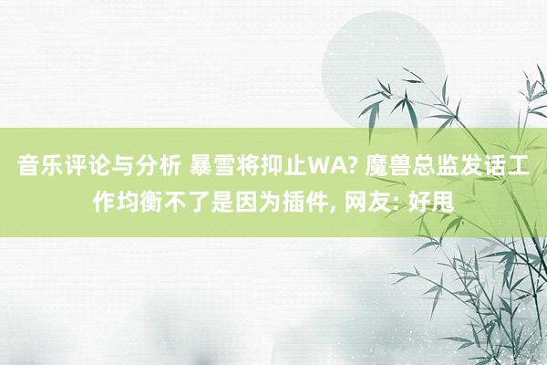 音乐评论与分析 暴雪将抑止WA? 魔兽总监发话工作均衡不了是因为插件, 网友: 好甩