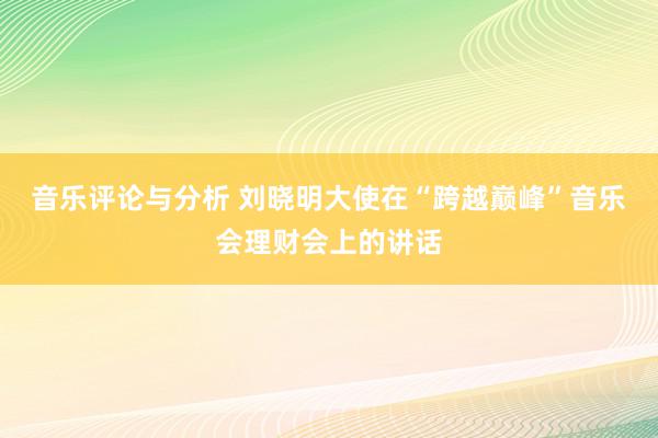 音乐评论与分析 刘晓明大使在“跨越巅峰”音乐会理财会上的讲话