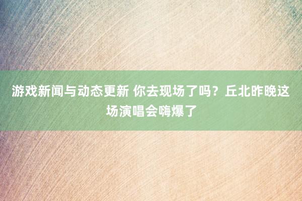 游戏新闻与动态更新 你去现场了吗？丘北昨晚这场演唱会嗨爆了