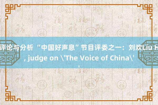 音乐评论与分析 “中国好声息”节目评委之一：刘欢Liu Huan, judge on 'The Voice of China'